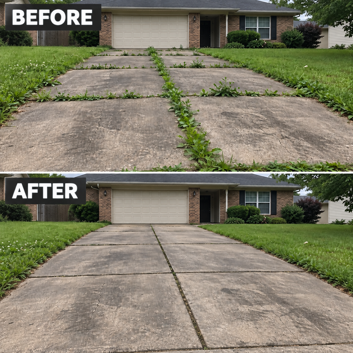 House driveway before and after comparison